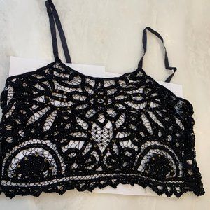 Black Lace Studded Crop Top by Free People